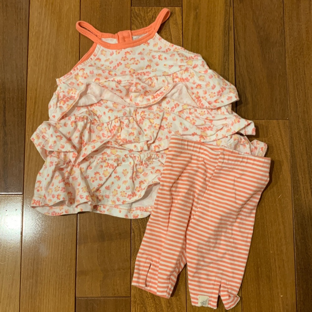 Baby girl tank top and capris leggings set size 3-6 months